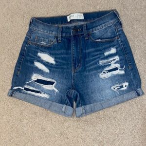 WOMENS HIGH-RISE MIDI FLX STRETCH JEAN SHORTS BY MUDD SIZE 3